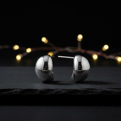 Bean Earrings - Silver